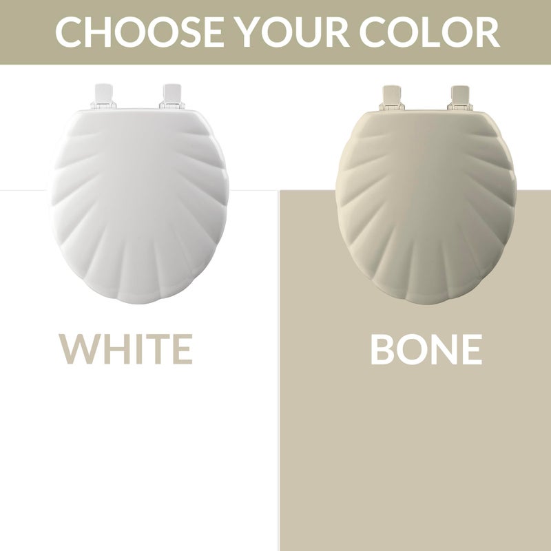 Mayfair Sculptured Shell Toilet Seat, Easy Clean Hinges with Durable Wood Seat, Made in USA, Round, Bone - Image 3